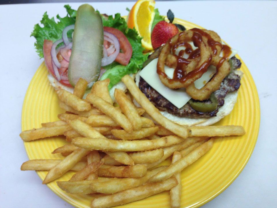 Alberta beef burger with fries