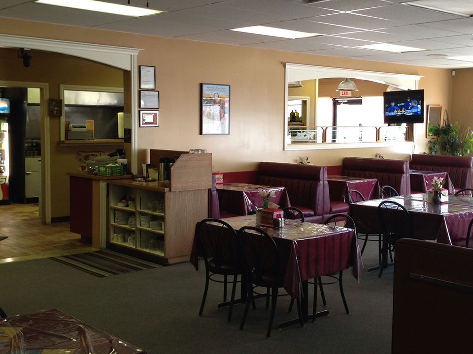 Tables and booths in the dining room