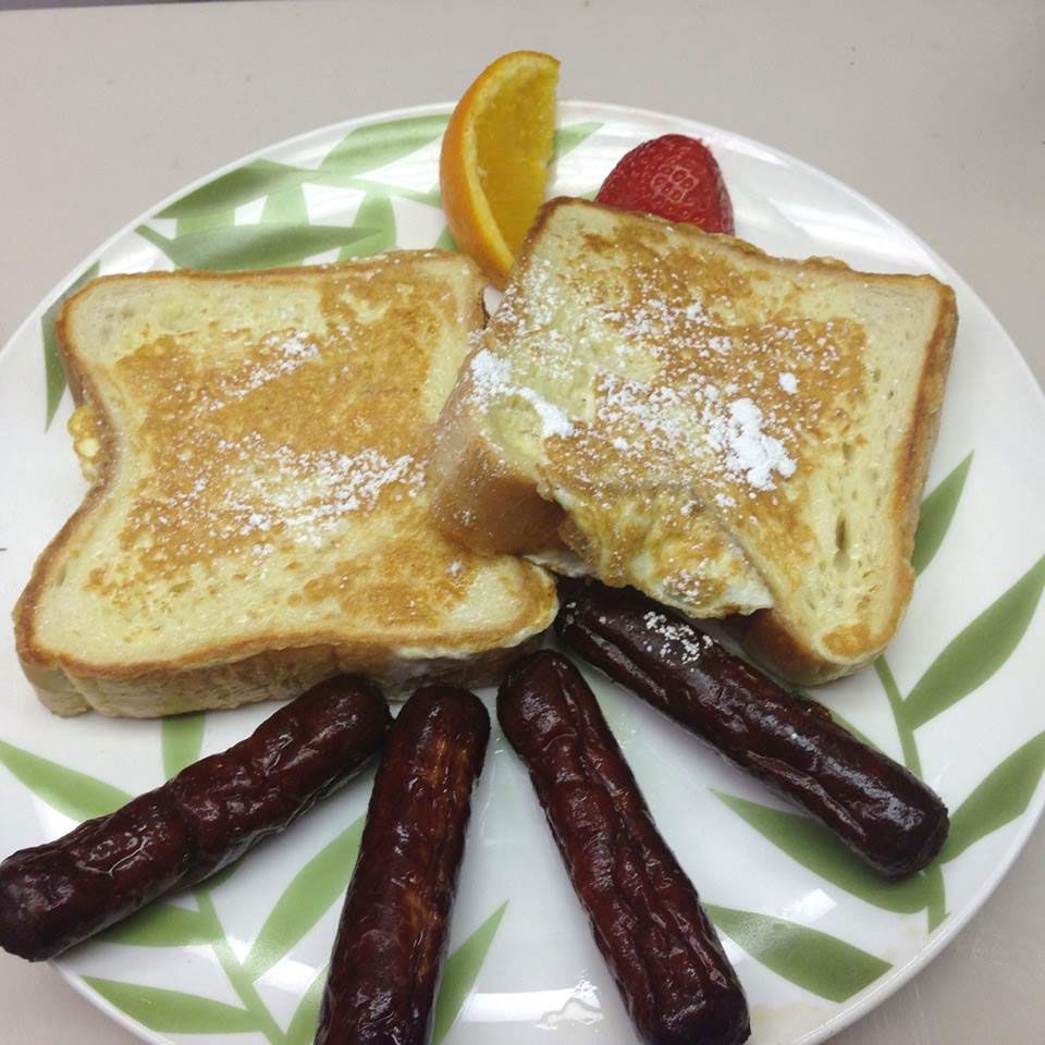 French toast dusted and served with syrup