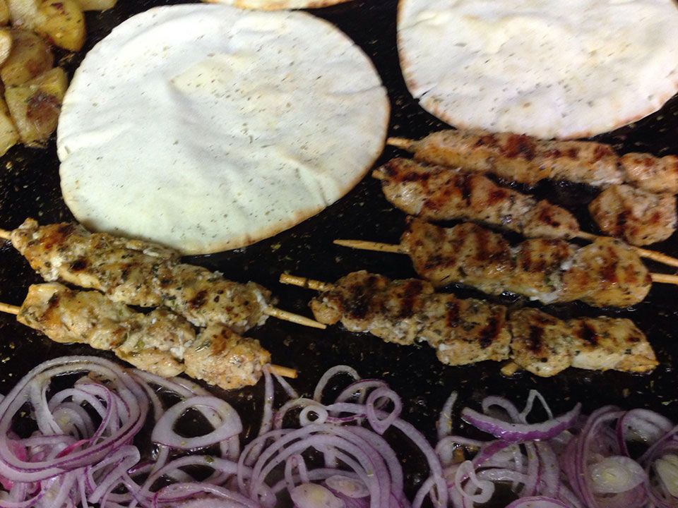 Food cooking on the grill