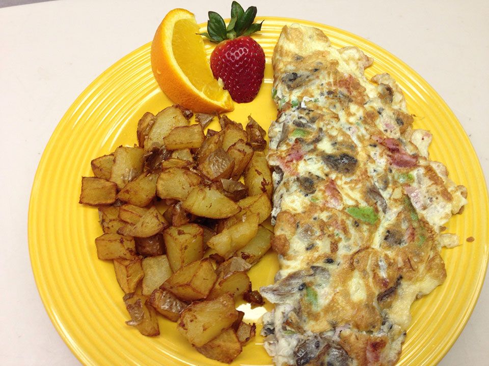Three-egg omelette with toast