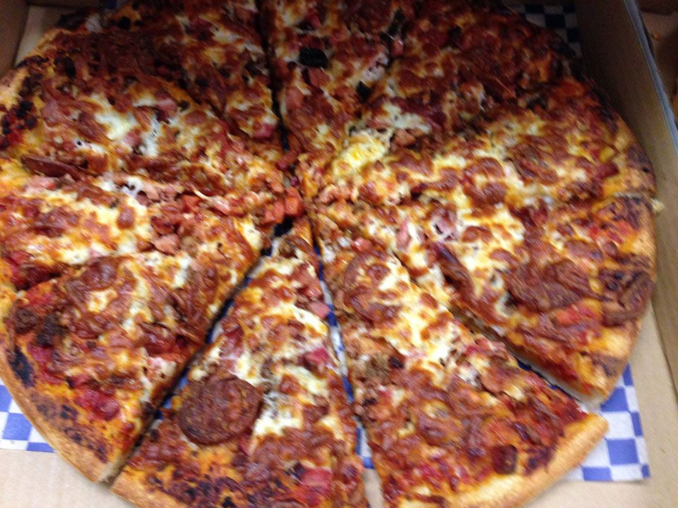 Golden, bubbling pizza fresh from the oven