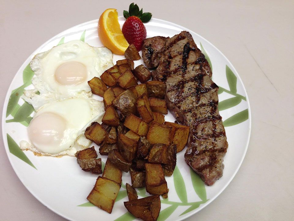 Steak and eggs breakfast